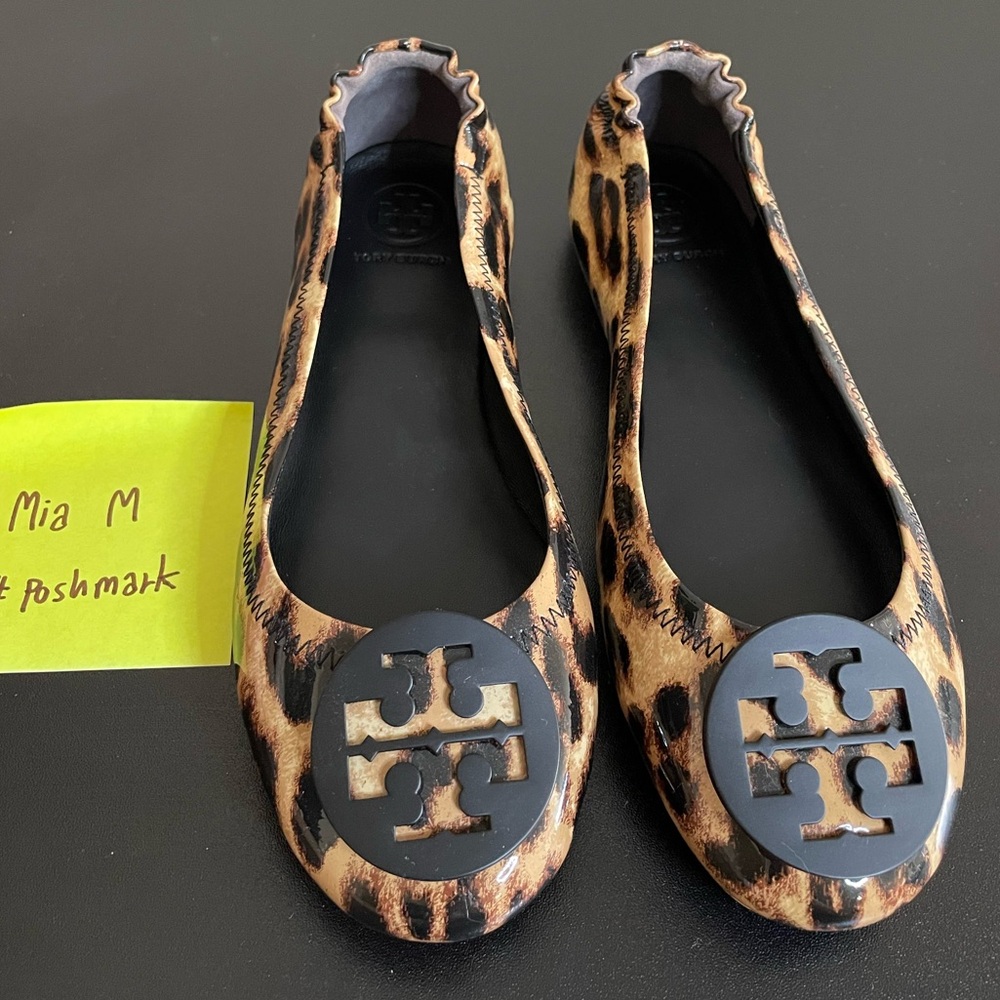 Tory Burch Minnie Travel Ballet Flat Animal print patent leather size 5.5